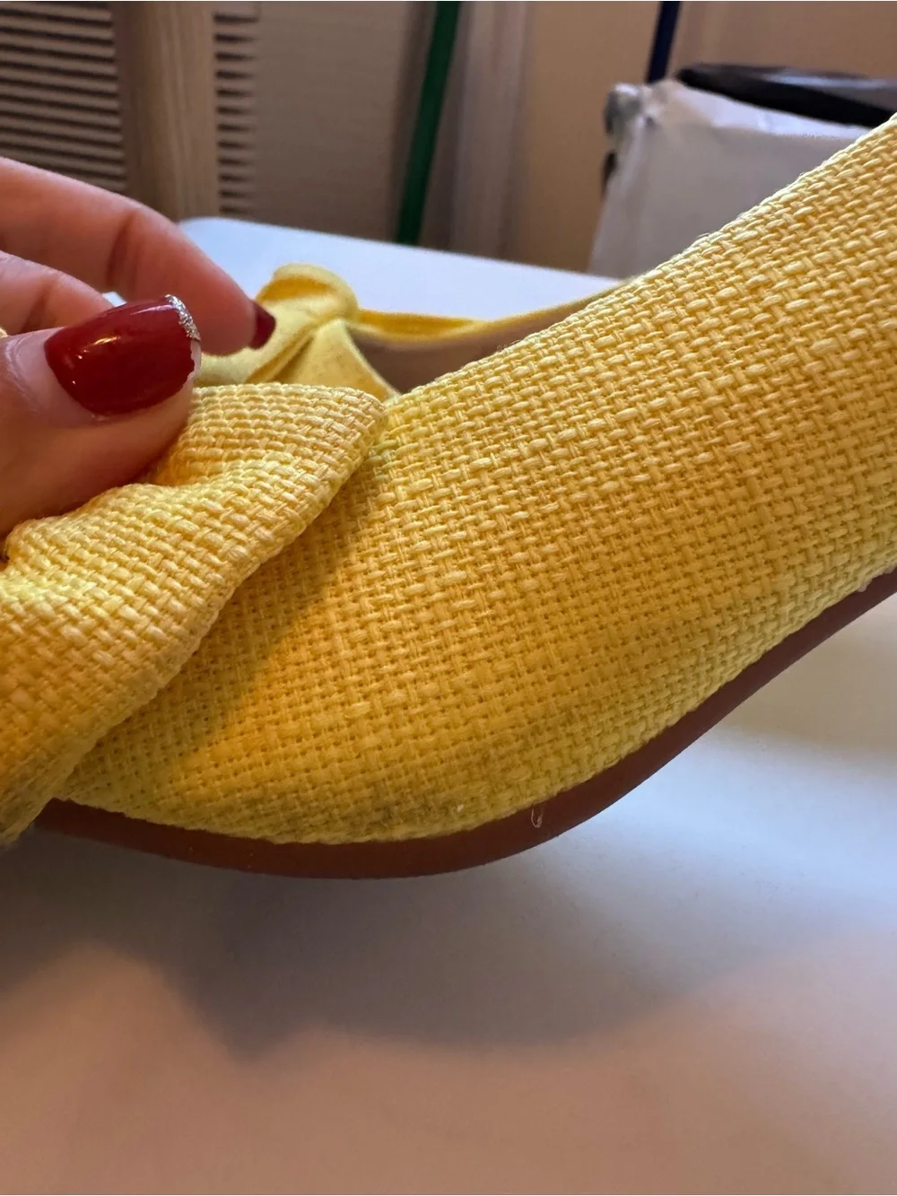 Alex Marie Yellow Bow Pointed Kitten Heels